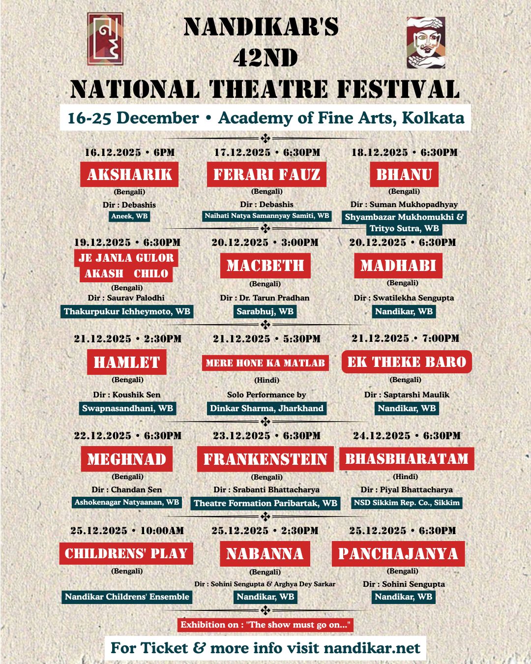 Nandikar's 42nd National Theatre Festival 2025